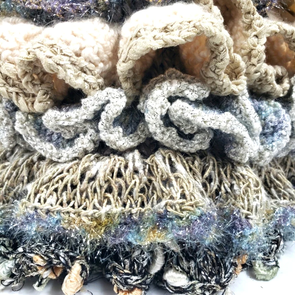 Handcrafted Crochet w/ Layers of Ruffles and a Beaded Handle Vintage Grandma